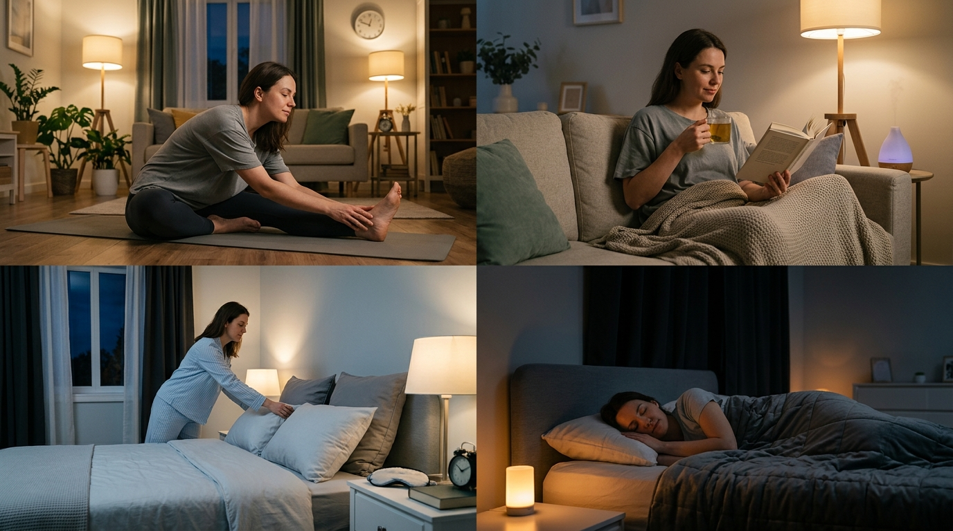 야근 후 건강 관리를 실천하는 모습