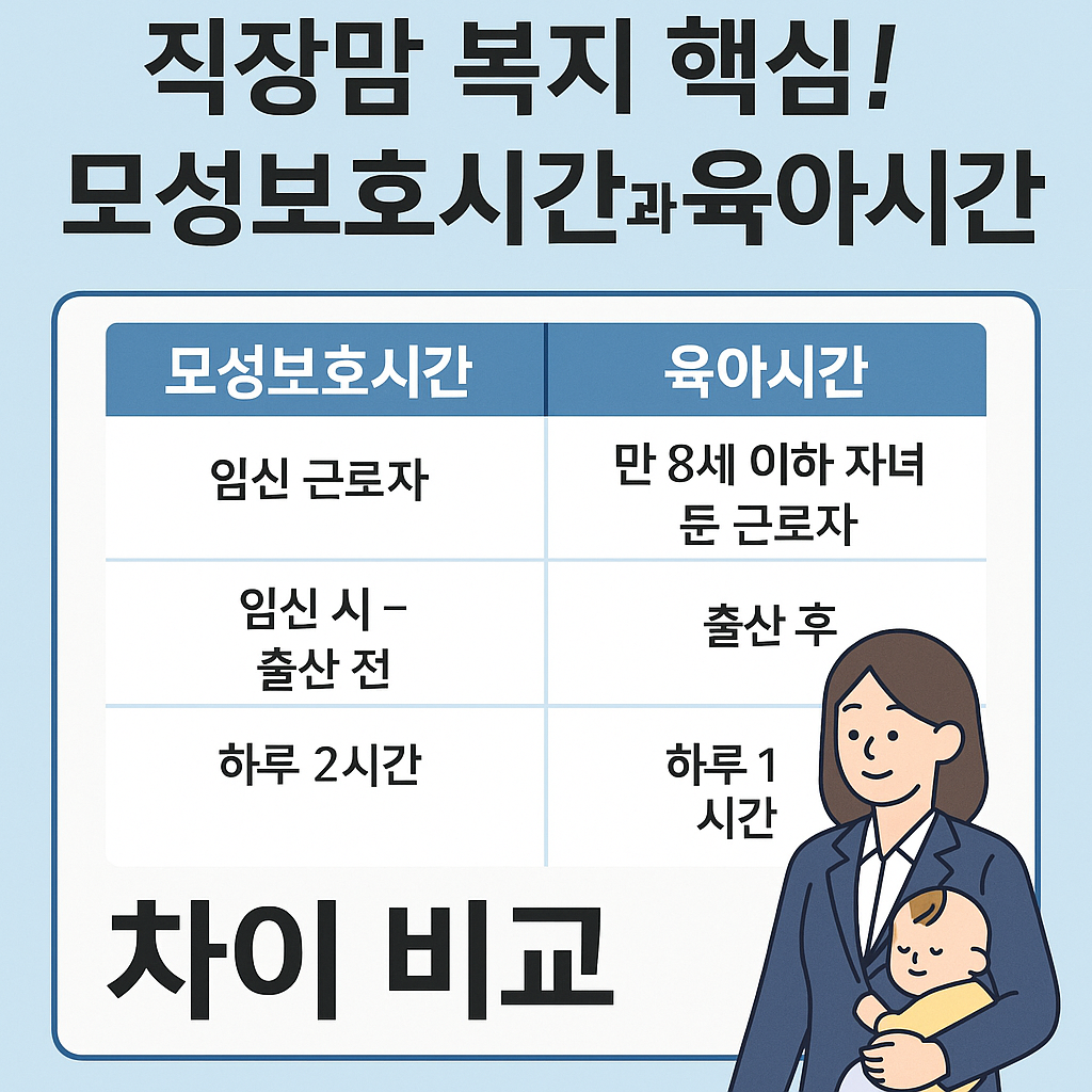 직장맘 복지 핵심! 모성보호시간과 육아시간 차이 비교