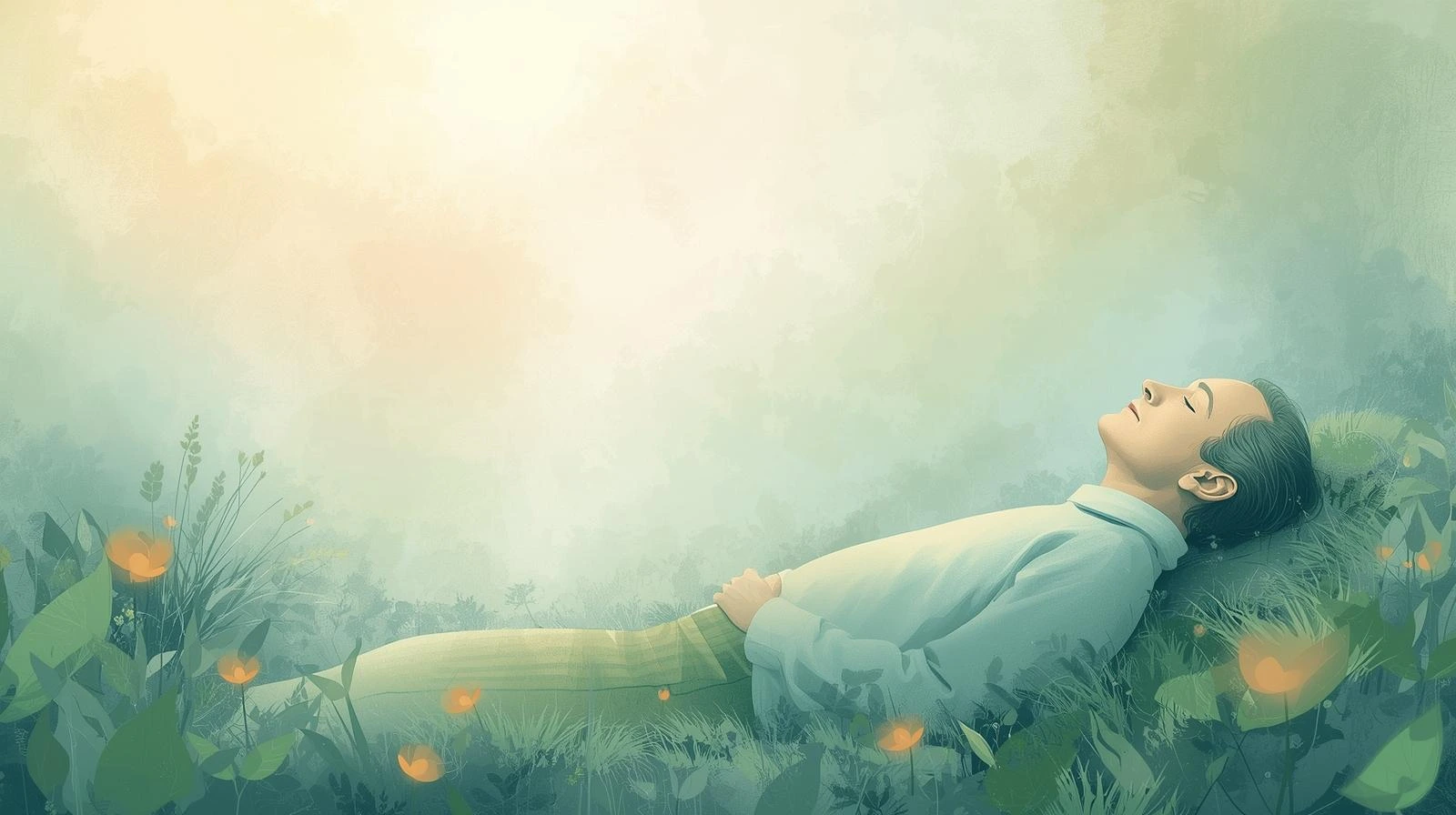 고요하게 생각을 멈춘 사람의 이미지