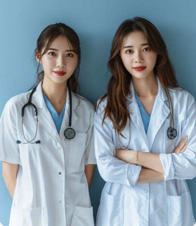 여자 의사 선생님이 서있는 모습