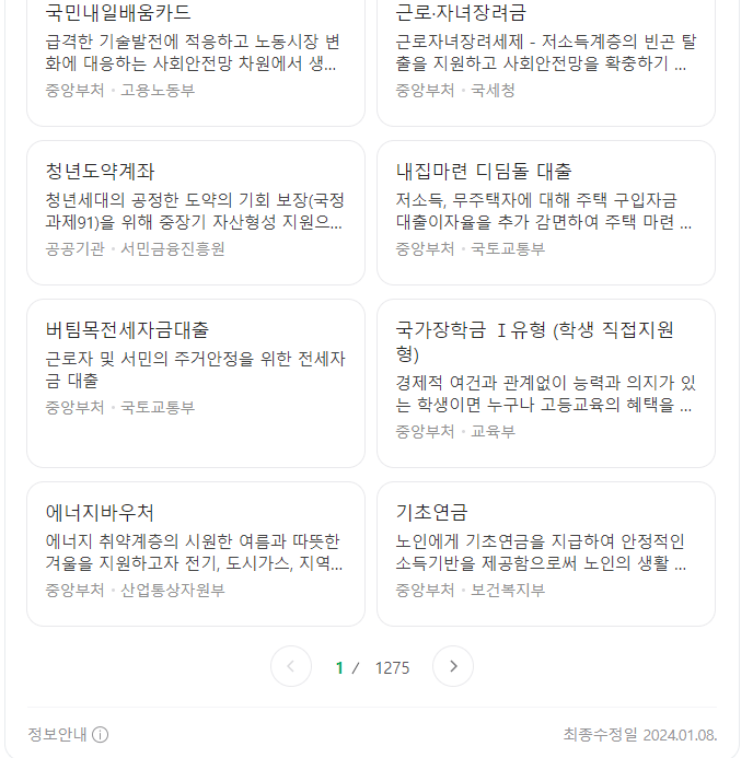 정부 지원금 정책들