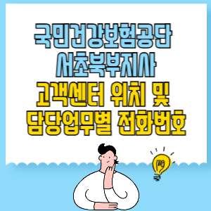 국민건강보험공단&nbsp;서초북부지사 고객센터 위치 및 담당업무별 전화번호