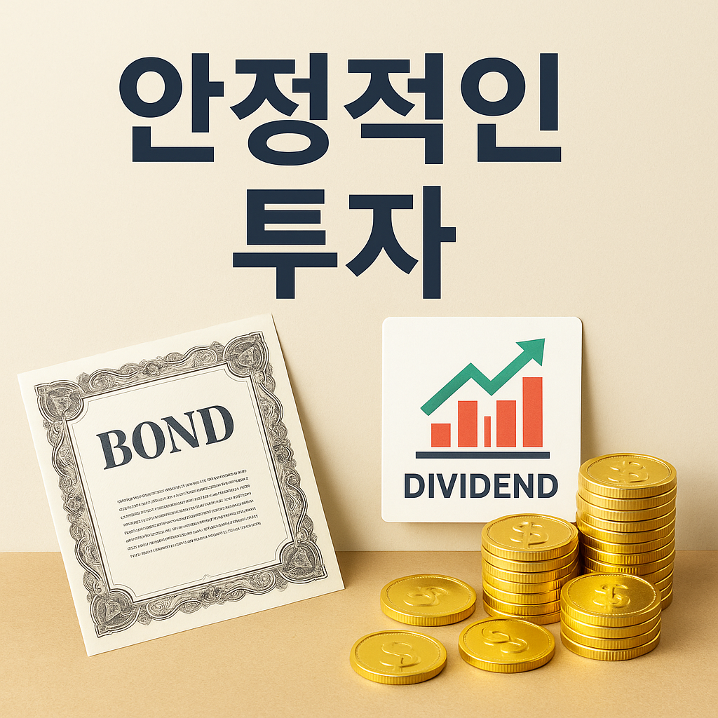 안정적인 투자를 상징하는 배당 그래프와 금화