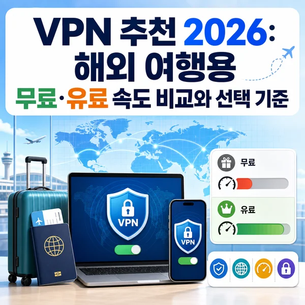 VPN 추천 2026: 해외 여행용 무료·유료 속도 비교와 선택 기준