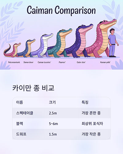 카이만 종 비교 요약표