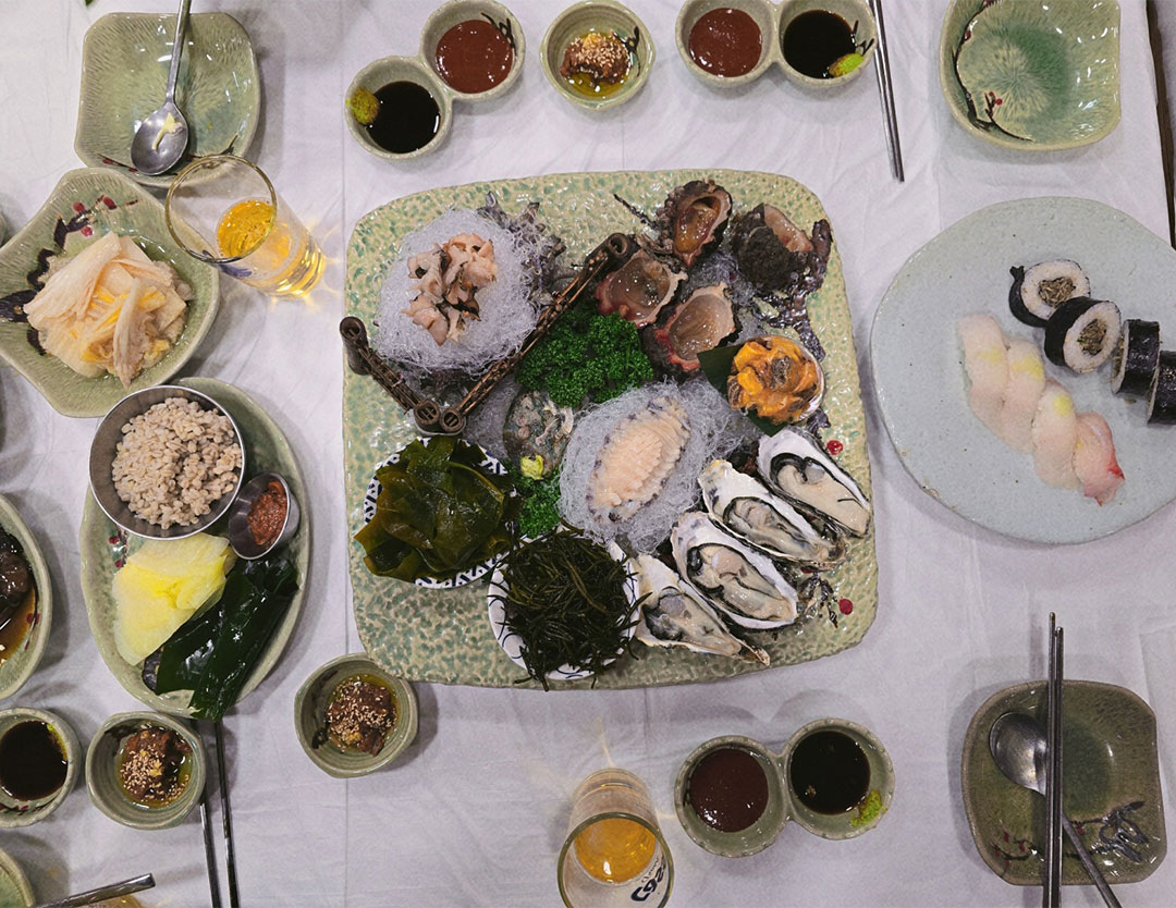 제주 다미진 횟집 기본상차림