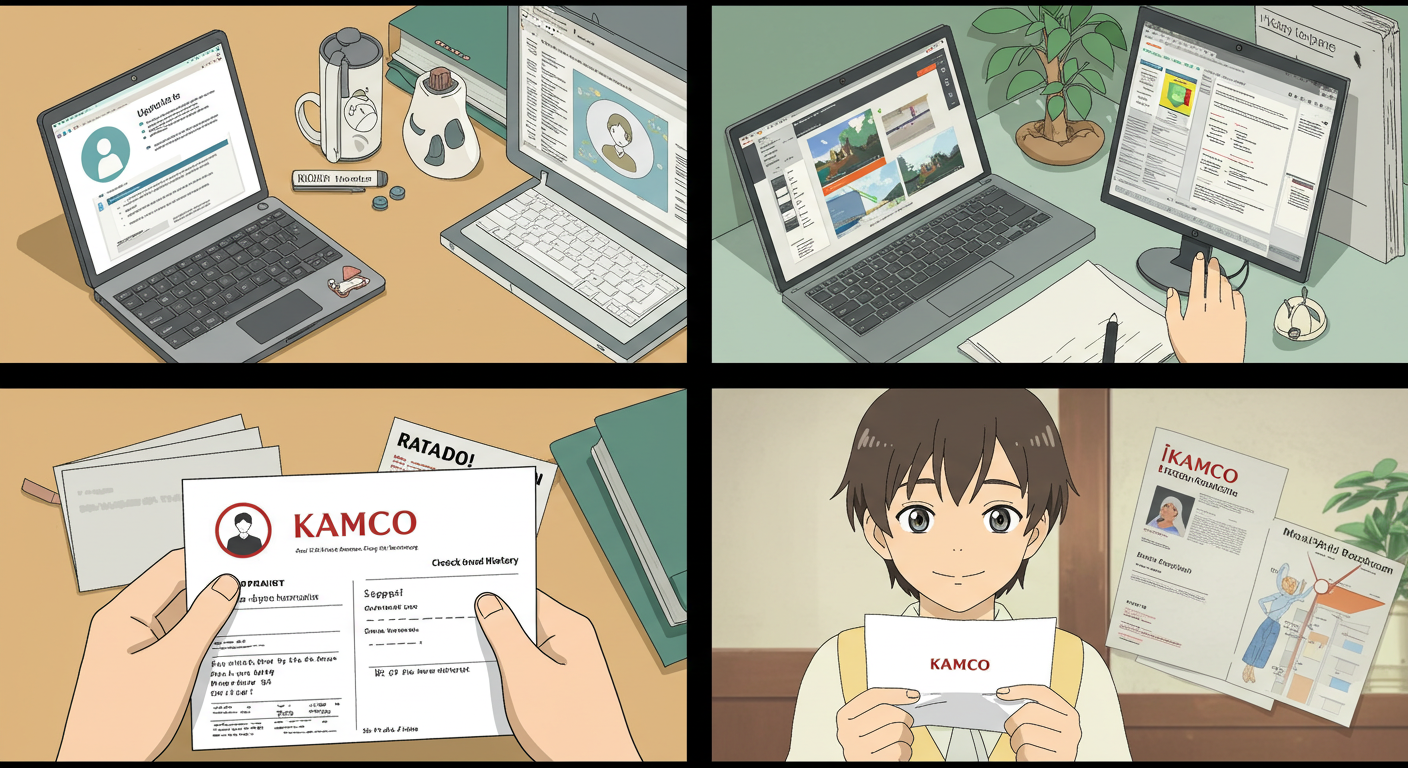 연체 정보 확인, 연락처 수정, 캠코 안내문을 받는 장면 모음