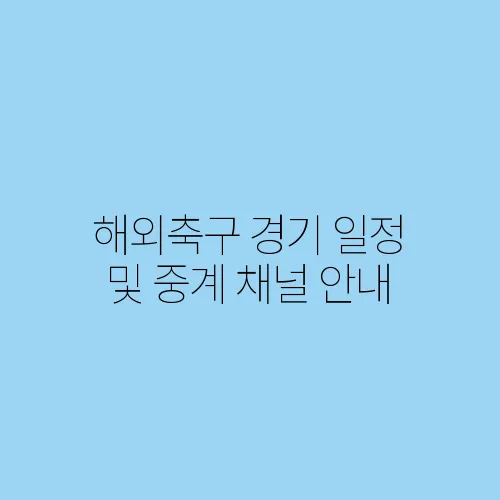 해외축구 경기 일정 및 중계 채널 안내