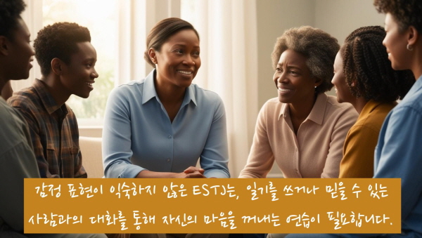 감정 표현이 익숙하지 않은 ESTJ는, 일기를 쓰거나 믿을 수 있는 사람과의 대화를 통해 자신의 마음을 꺼내는 연습이 필요합니다에 관한 사진