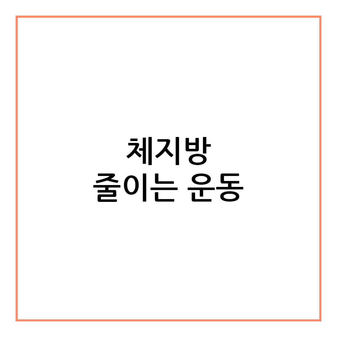 체지방 줄이는 운동