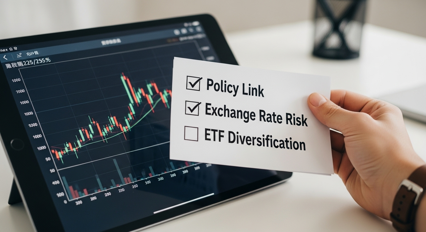 일본 주식 차트를 분석하며 체크리스트를 확인하는 투자자