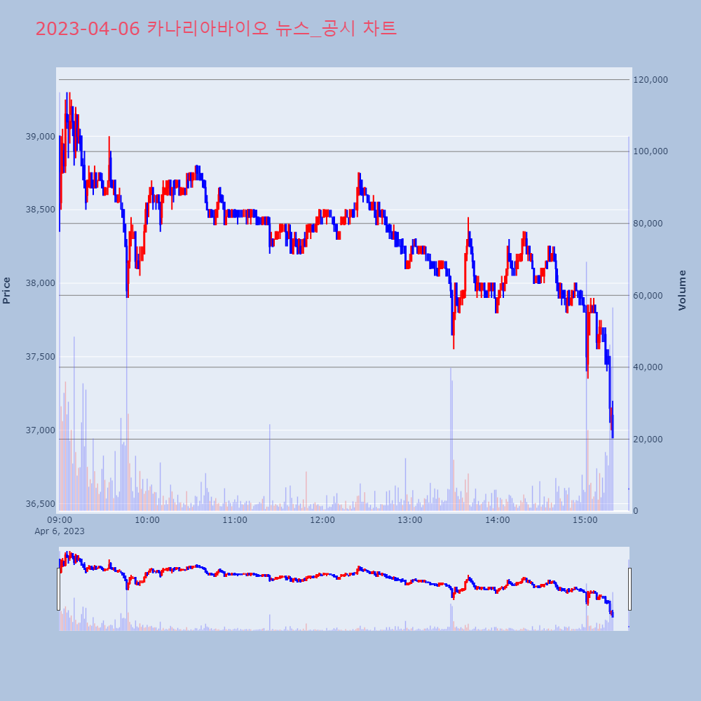 카나리아바이오_뉴스공시차트