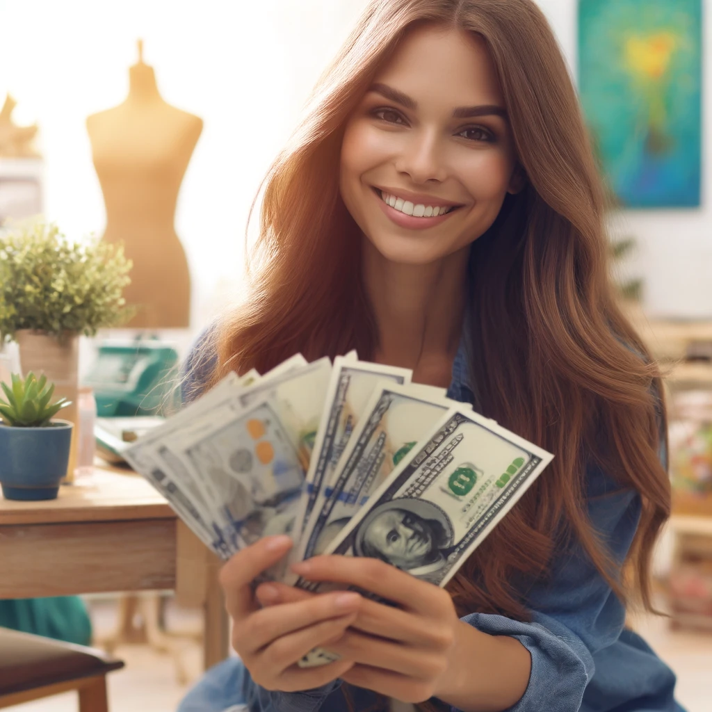 돈을-들고-웃고있는-여자