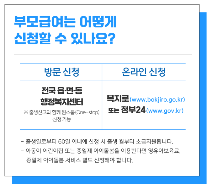 부모급여 신청 방법