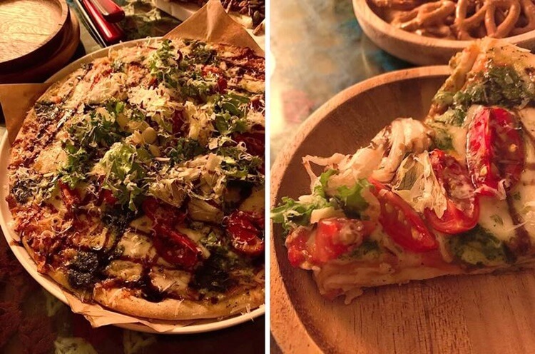 적당한 얇기의 도우와 바질, 토마토의 향이 좋았던 피자