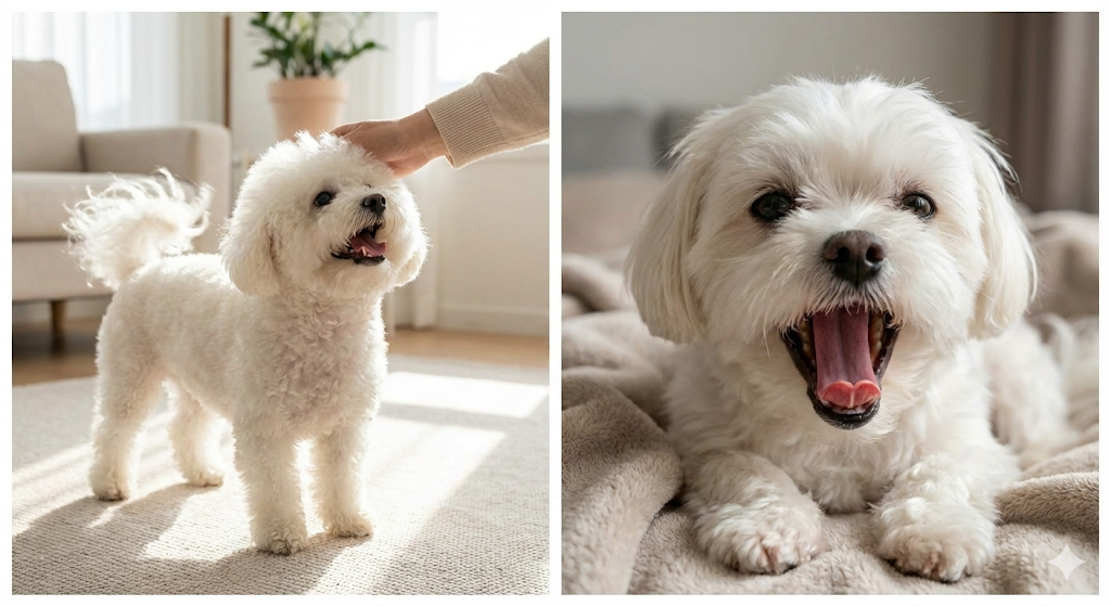 강아지 주요행동 이미지, 꼬리 흔들기, 하품하기