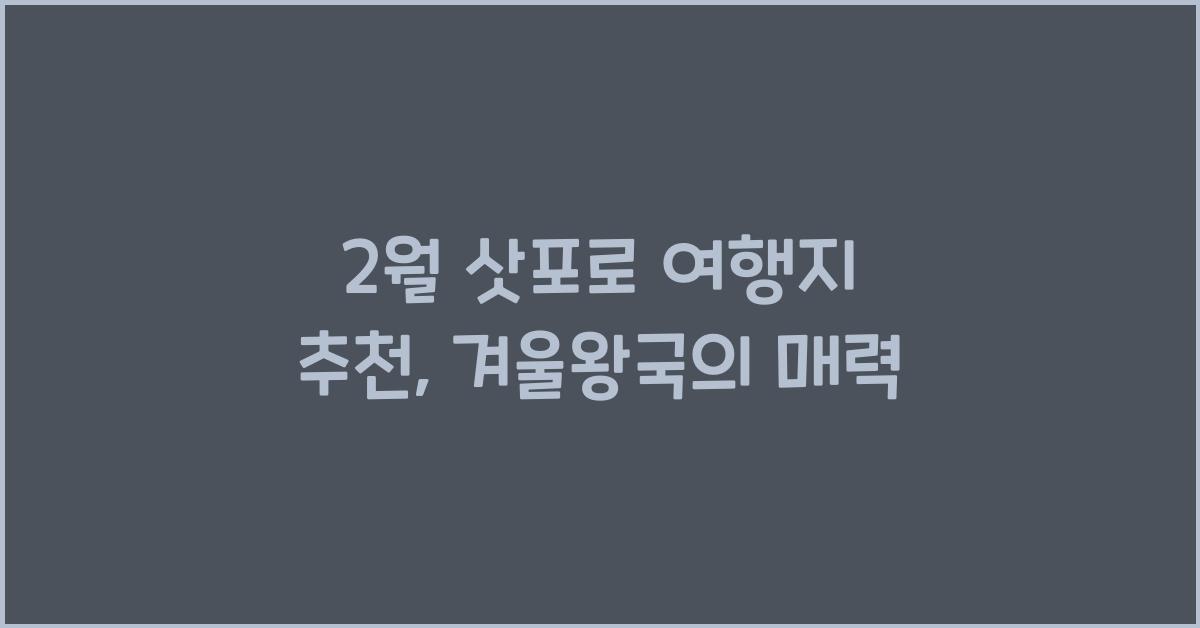 2월 삿포로 여행지 추천