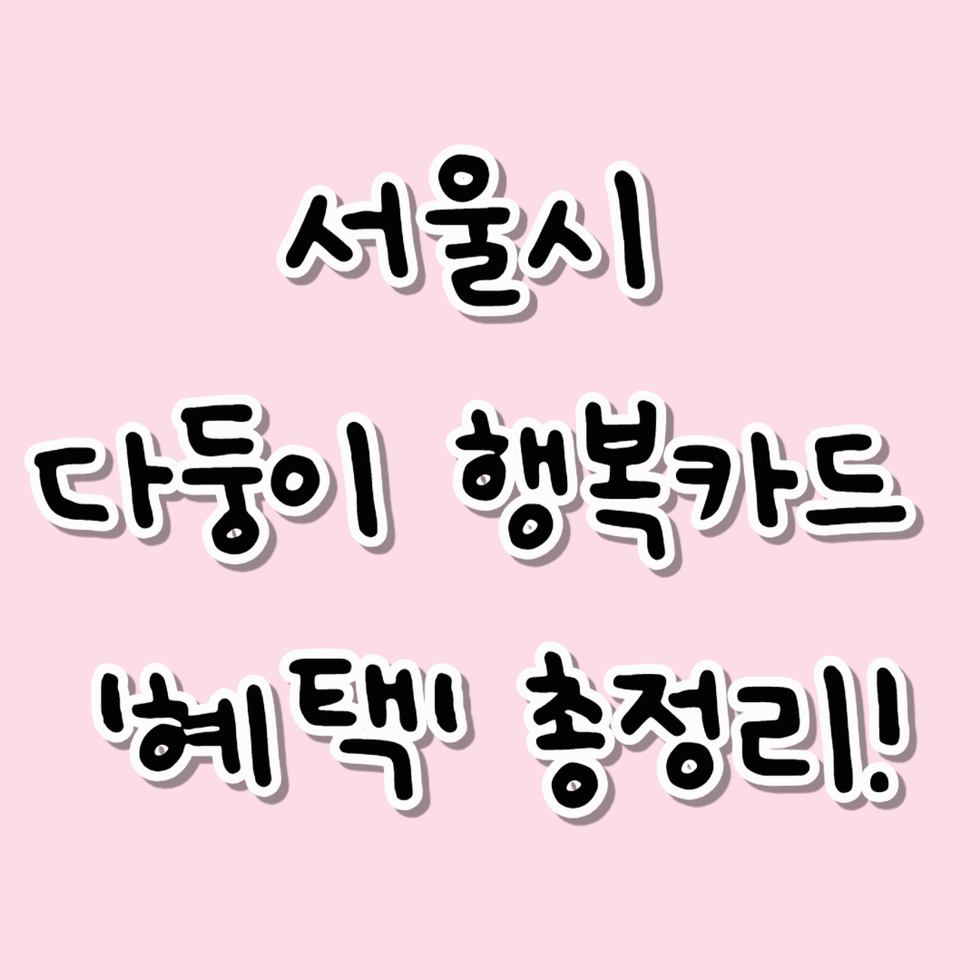 서울시 다둥이 행복카드 혜택 총정리: 공공시설, 생활비, 교육 지원까지!
