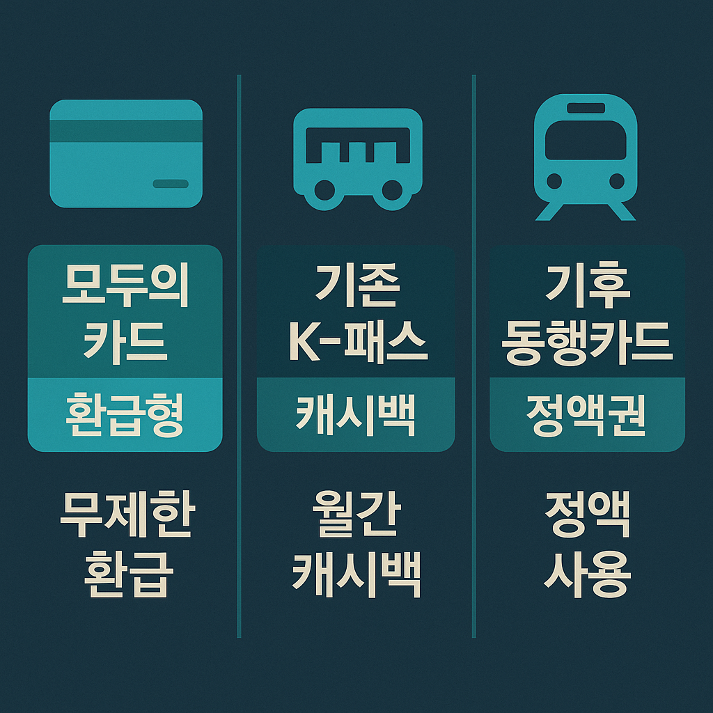 대중교통비 무제한 환급 vs 기존 K-패스 vs 기후동행카드 비교
