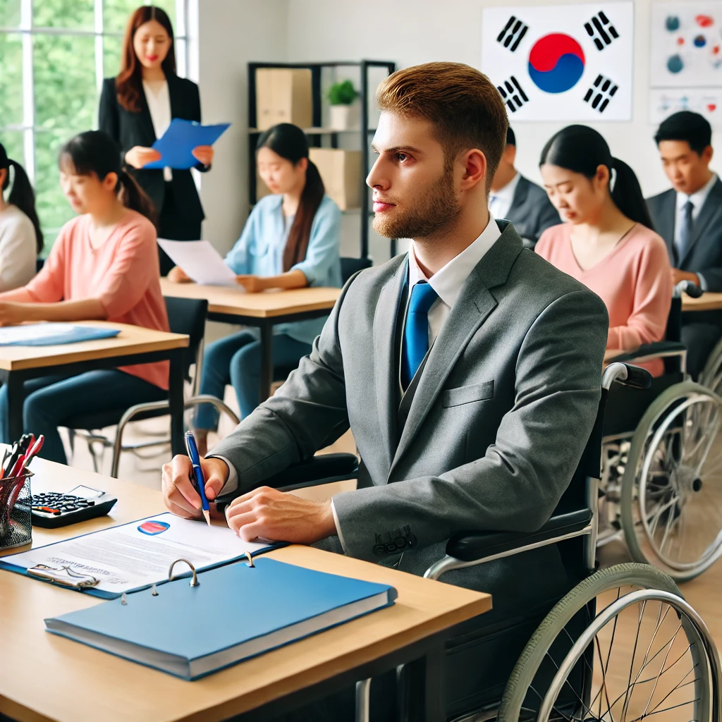 장애인 구직자가 직무 교육 과정에 참여해 실무 기술을 배우는 모습