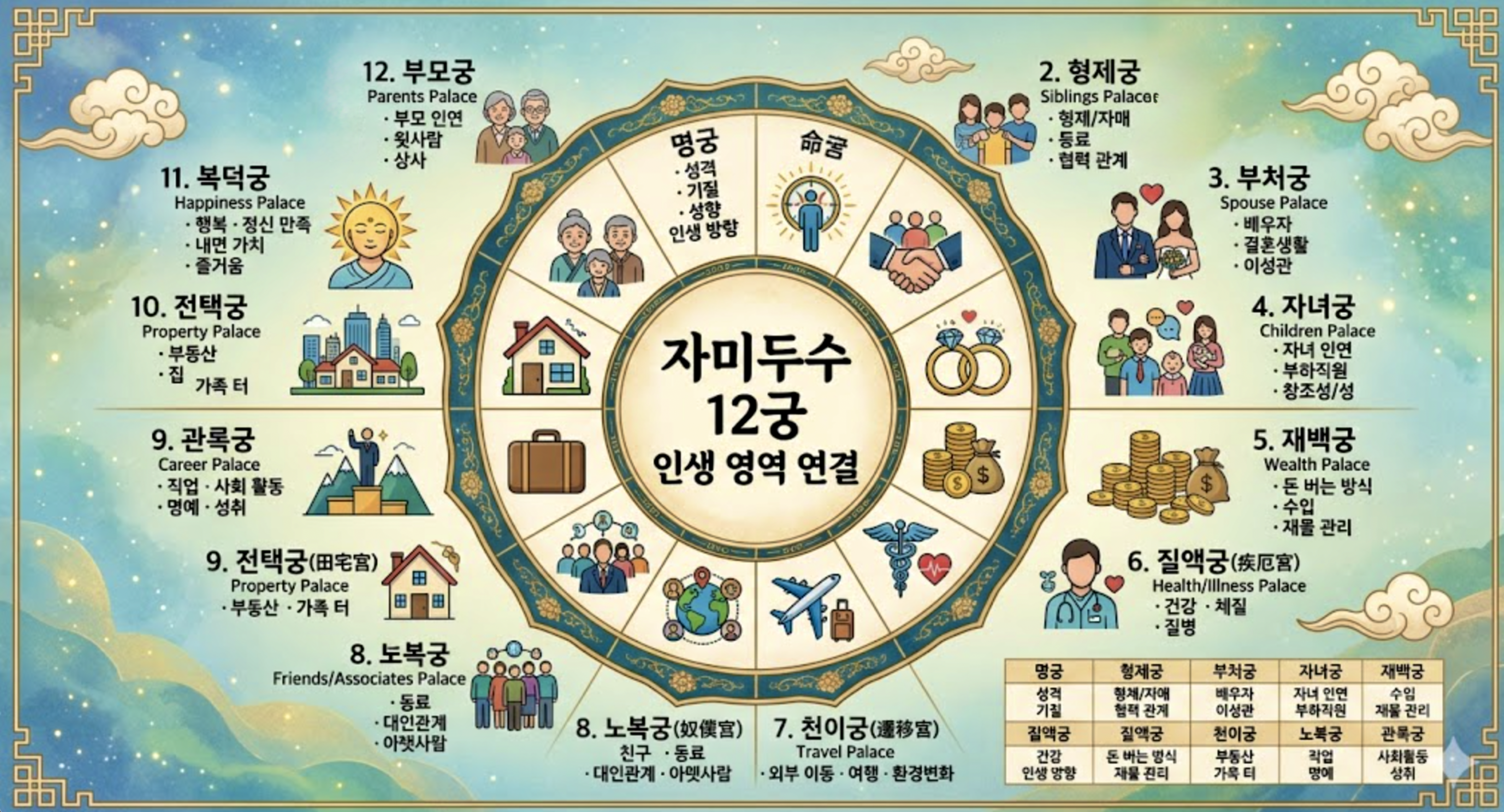 자미두수 12궁 쉽게 이해하기, 인생을 12개의 방으로 나누어 본다면?