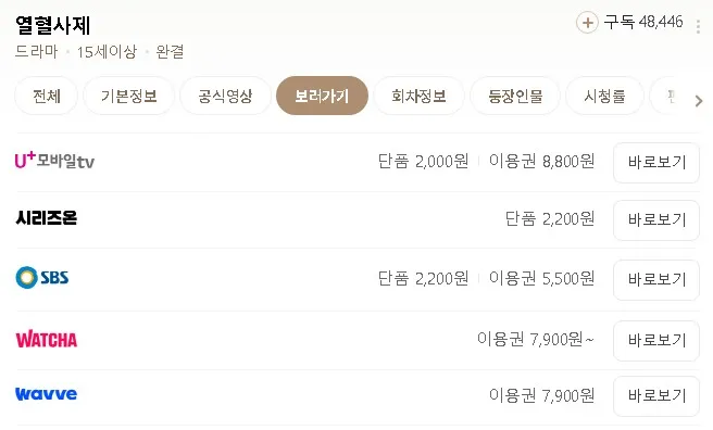 열혈사제 시즌1 ott