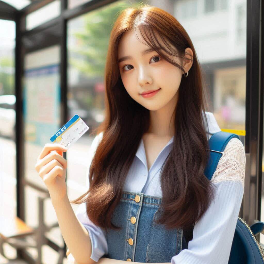 카드들고읶는 여대생