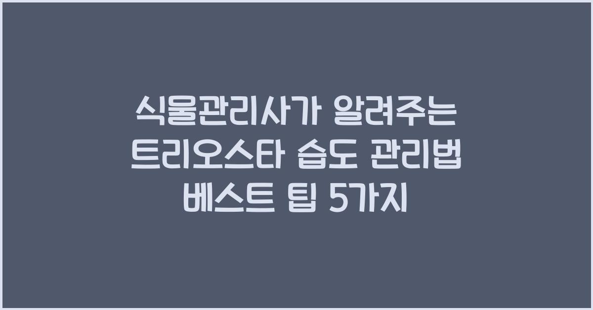 식물관리사가 알려주는 트리오스타 습도 관리법