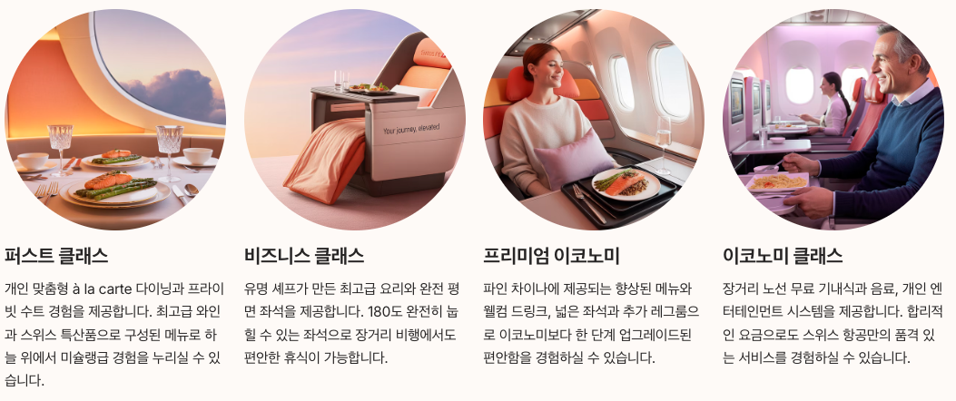 Swiss International Air Lines 서비스 특징 정리 이미지