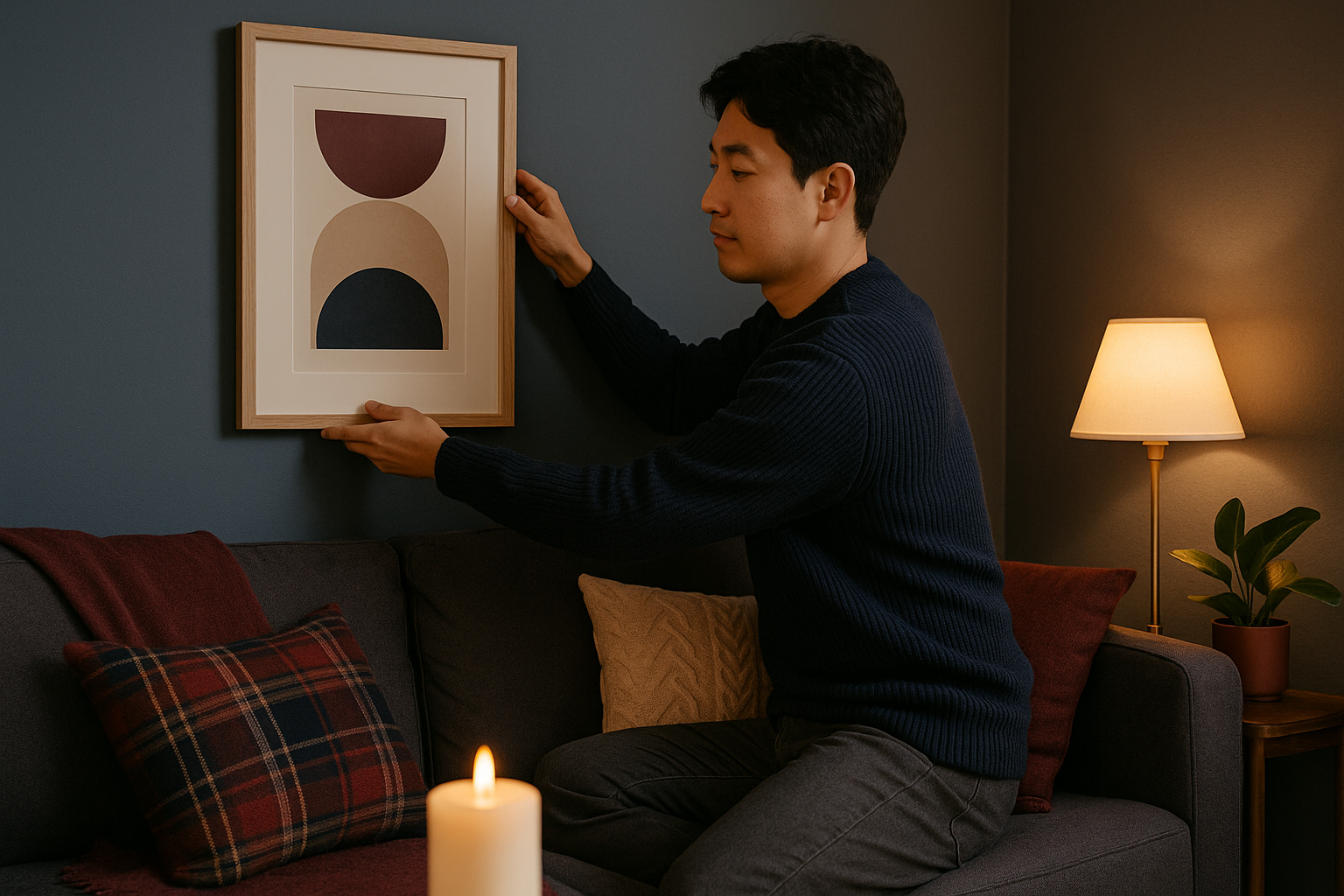 겨울 추천 색상으로 인테리어하는 남성