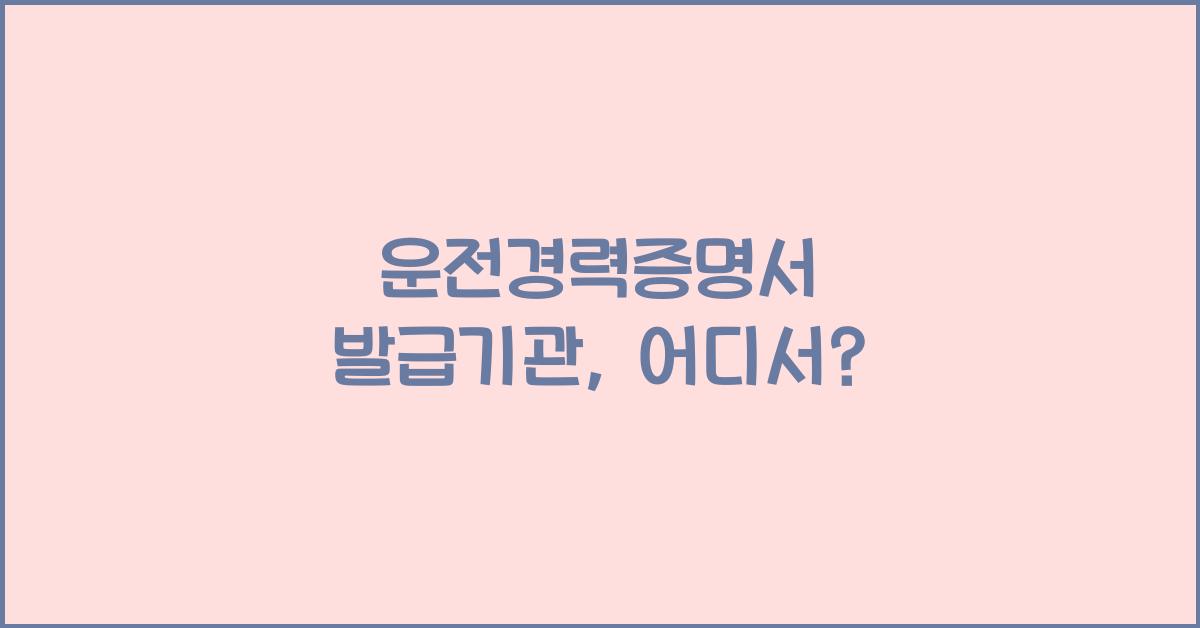 운전경력증명서 발급기관