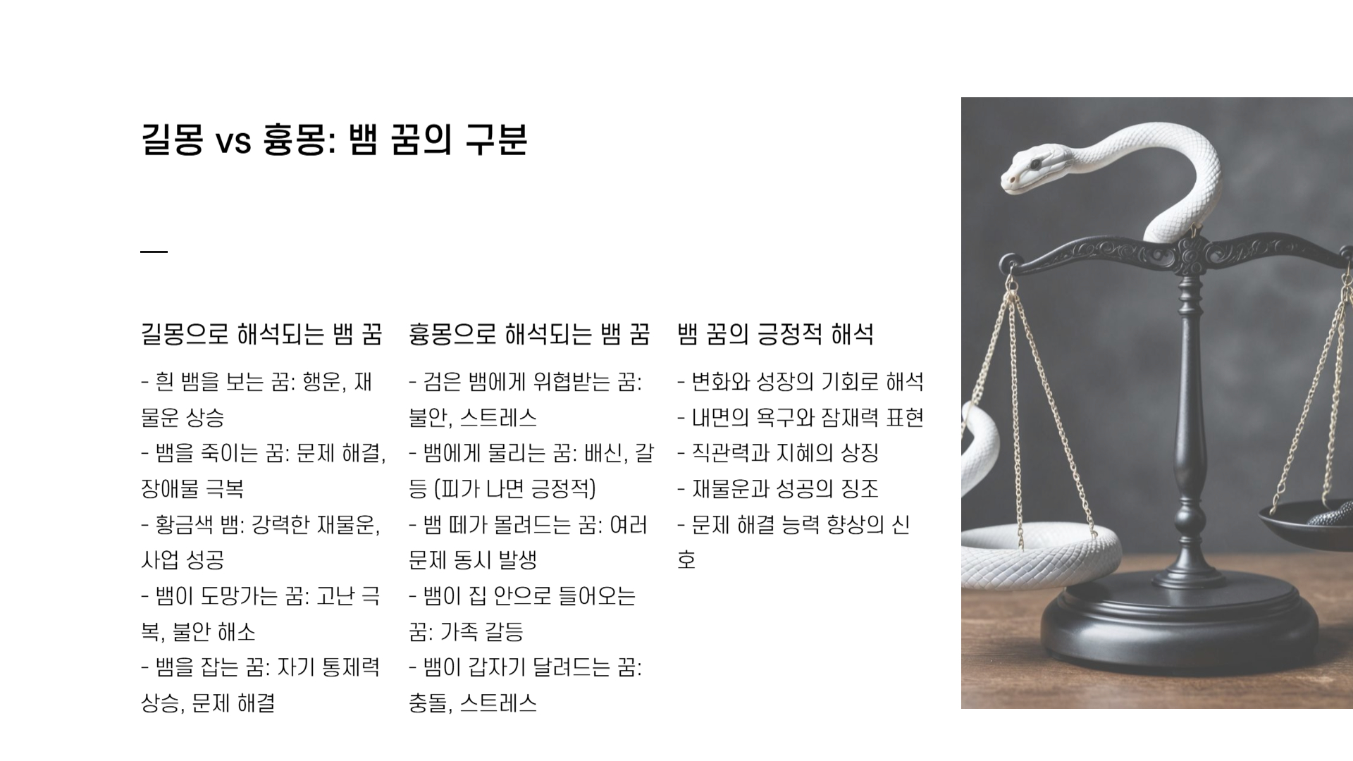 뱀 꿈해몽 풀이