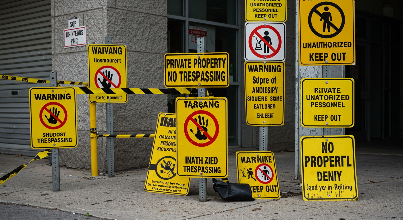 점유 금지 팻말들 사진