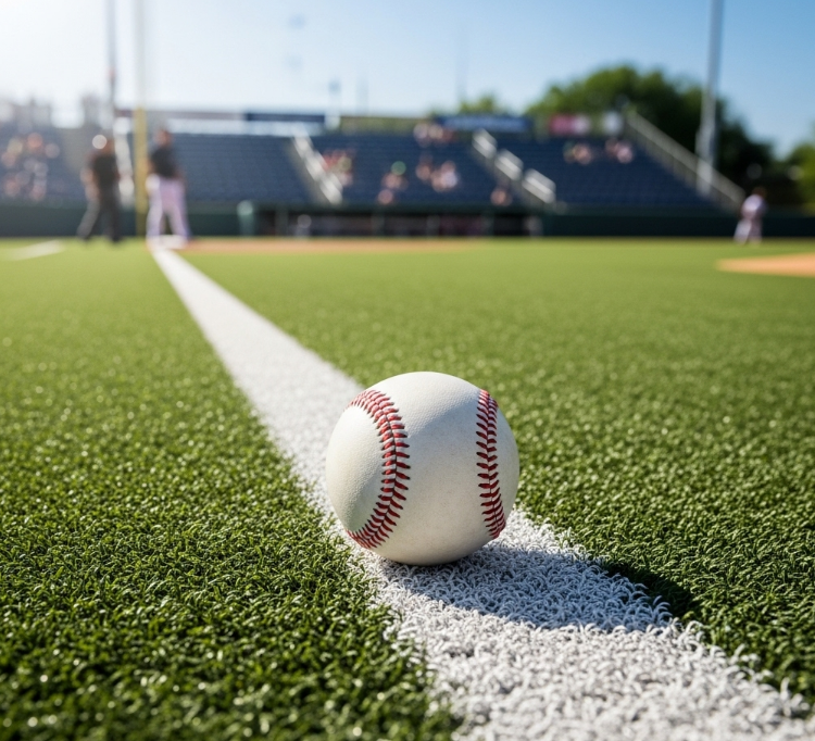 야구장에서 파울라인을 따라 구르는 타구 예시 이미지