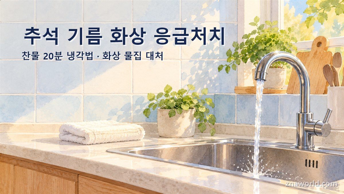 추석 기름 화상 응급처치 안내 이미지