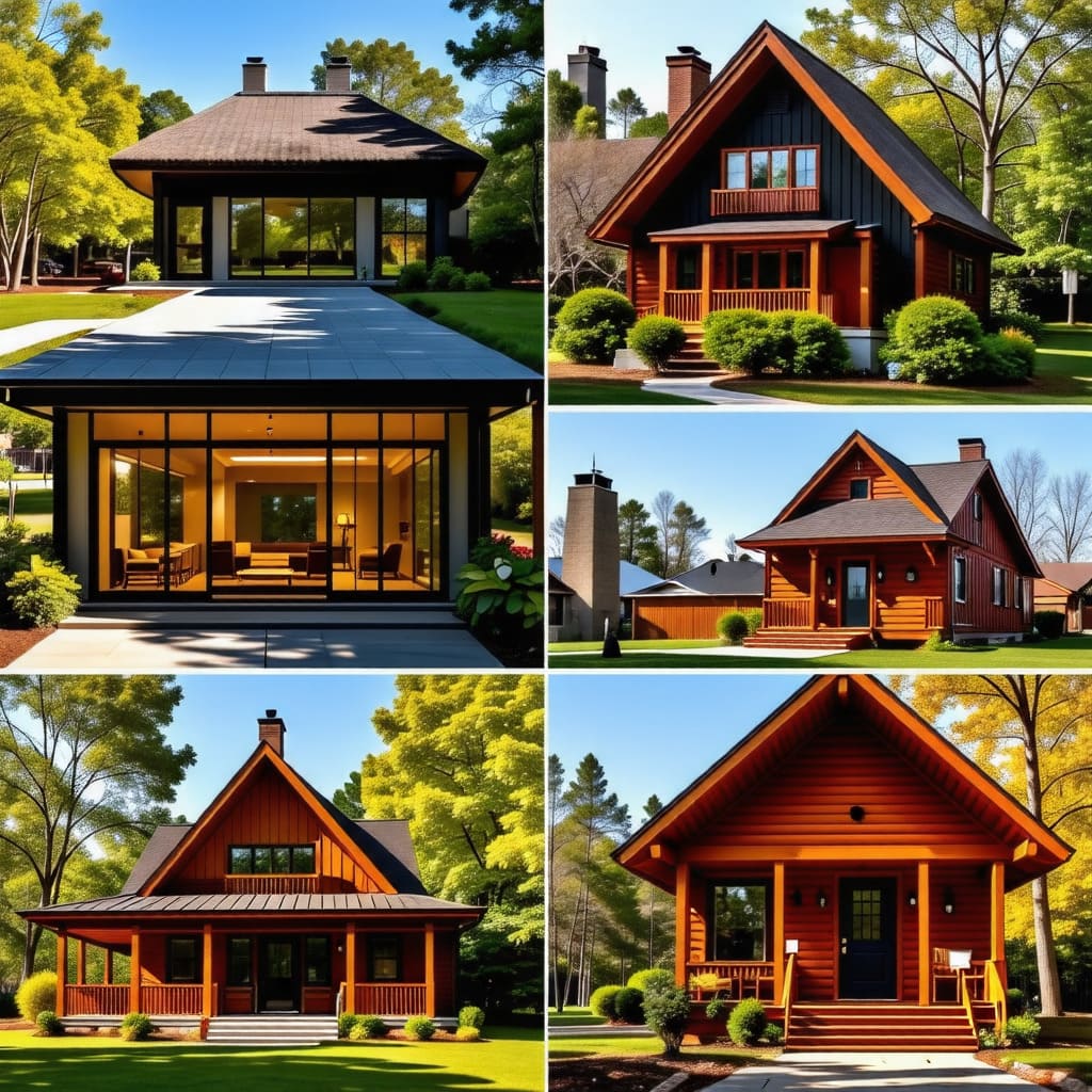 다양한 스타일의 단독주택 디자인을 비교하는 이미지로, 선택의 폭을 넓힙니다.