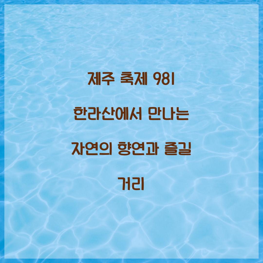 제주 축제 981 한라산