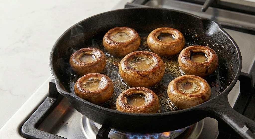 통째로 구웠을 때 갓 안쪽에 고이는 아미노산과 무기질이 응축된 영양 가득한 채즙(버섯물)