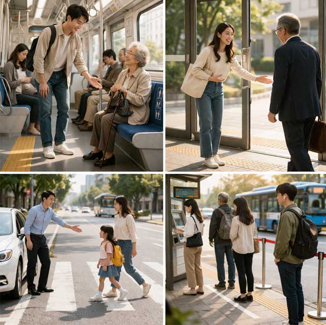 한국인의 예의, 배려 모습