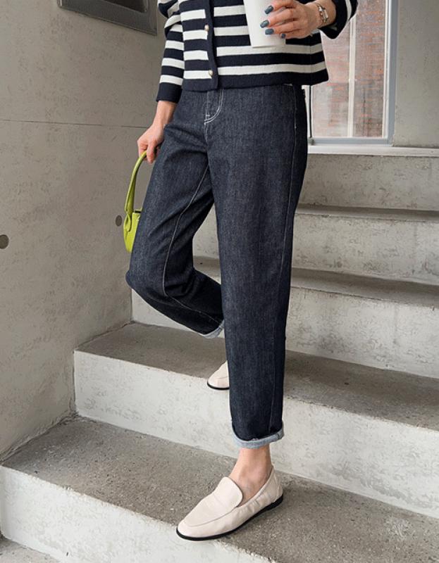 논페이드 생지데님배기팬츠