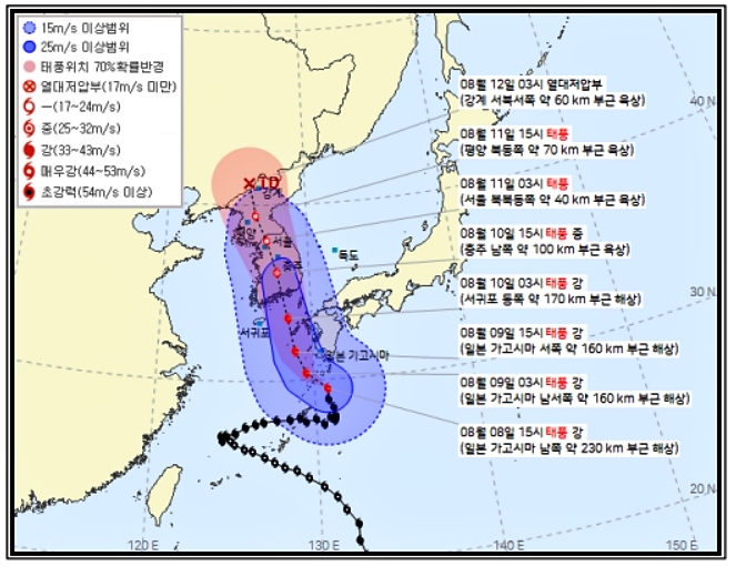 태풍카눈-예상경로