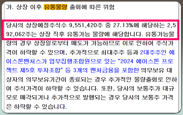 이지스 상장일 유통물량