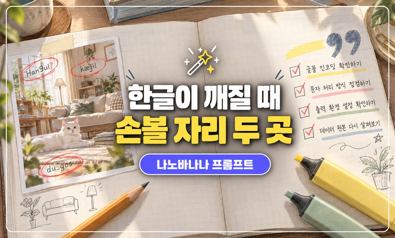 글자가 깨진 그림을 다시 뽑기 전에