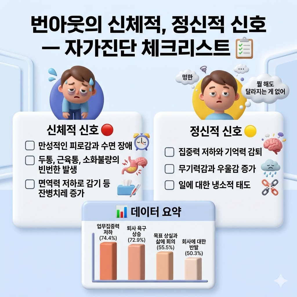 번아웃의 신체적, 정신적 신호 &mdash; 자가진단 체크리스트