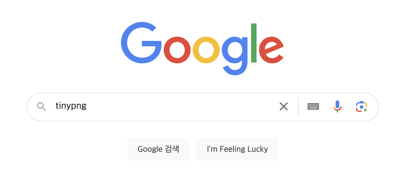 구글 포털사이트에 tinypng라고 검색을 하는 상황