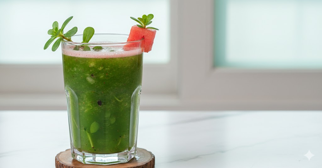 수박의 달콤함과 돌나물의 싱그러운 풀향이 만나 탄생한 이색적인 헬시 주스