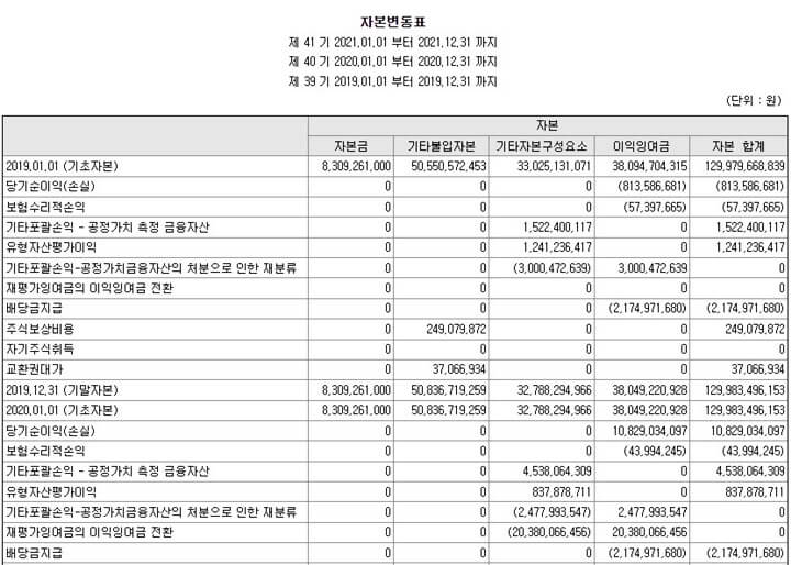 삼지전자-자본변동표