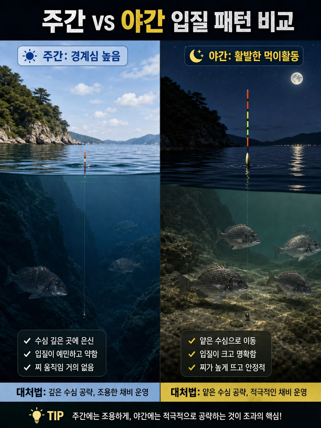 주간vs야간 입질패턴 비교