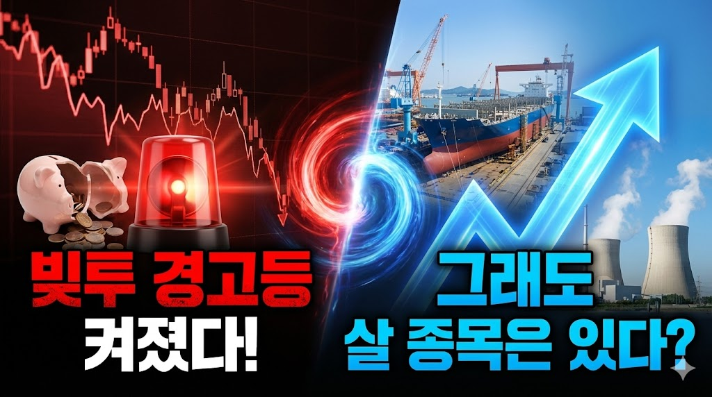 하락하는 주가 차트와 상승하는 산업 현장의 대비 이미지적색(경고)과 청색(희망)의 대비 추천이미지 1AI 반도체 리스크마이클 버리의 경고