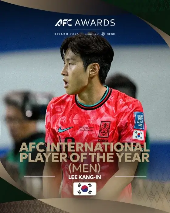 AFC 올해의 국제선수상을 수상한 이강인 선수